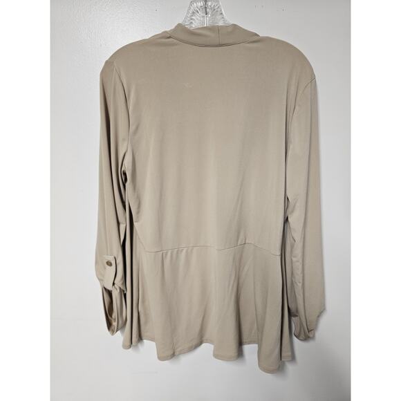 Susan Graver Women Flowy Liquid Knit Open Front Top Sz Sm Neutral Office Career - Picture 5 of 8